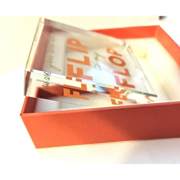 Two's Company Glass Paperweight "You Are the Flip to My Flop" - Picture 3 of 8